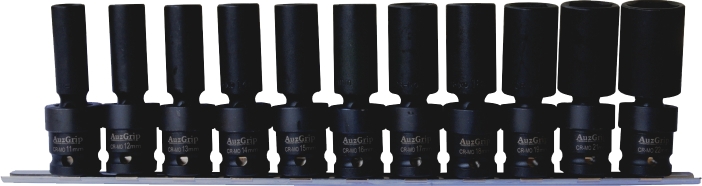 AUZGRIP - 11 PC 1/2'' SQ. DR. DEEP SWIVEL IMPACT SOCKET SET 